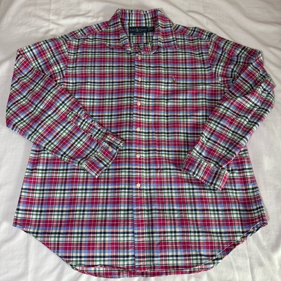 Ralph Lauren Blue Label Other - Ralph Lauren Men’s Size XXL Plaid Button Down Long Sleeve Classic Fit Pink Pony